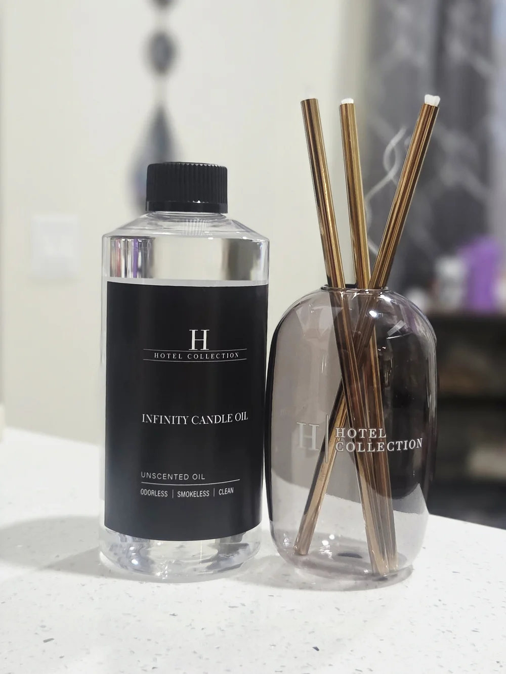 Hotel Collection Black Infinity Candle Oil & Reed Diffuser Set (Gold & Smoke)